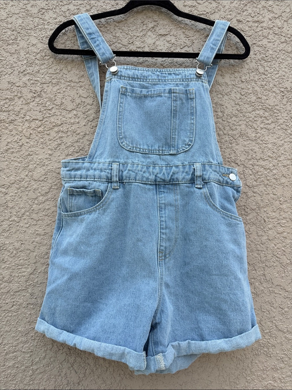 Light Wash Denim Short Overalls Romper
